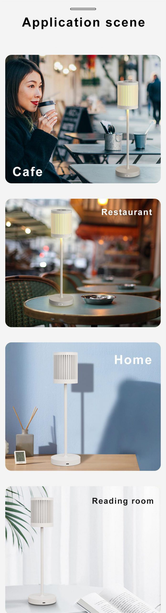 BC1009 Aluminum Rechargeable LED Table Lamp Side View