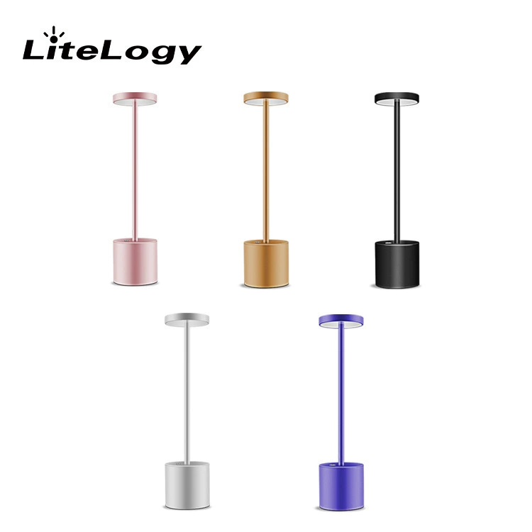 Front view of BC961 modern aluminum hotel table lamp