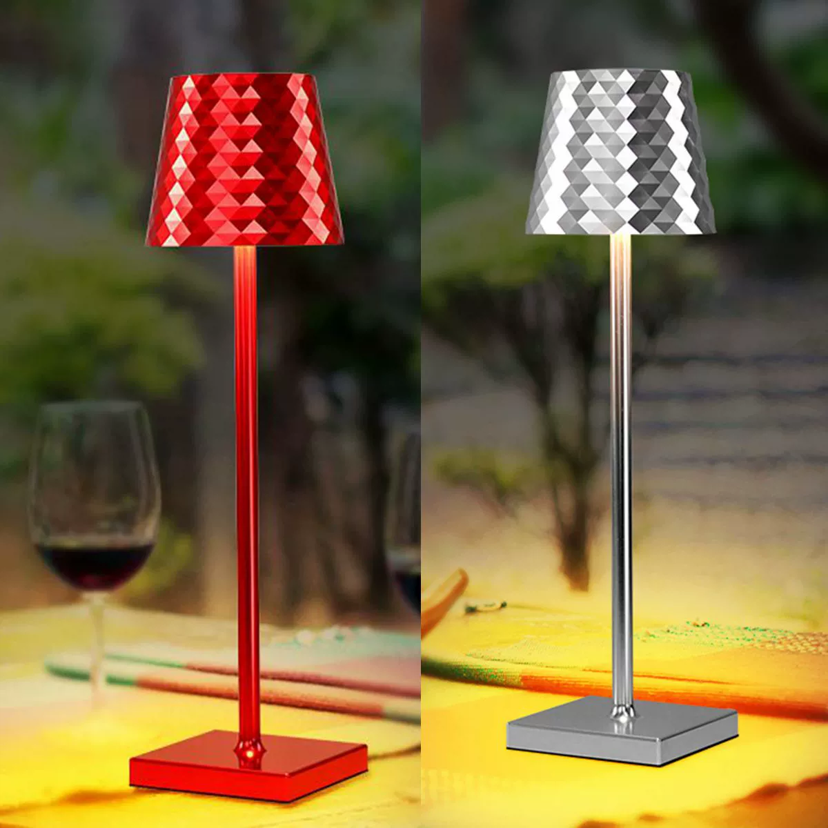 BC963AD Diamond Hotel Wireless Table Lamp with Diamond Pattern Design