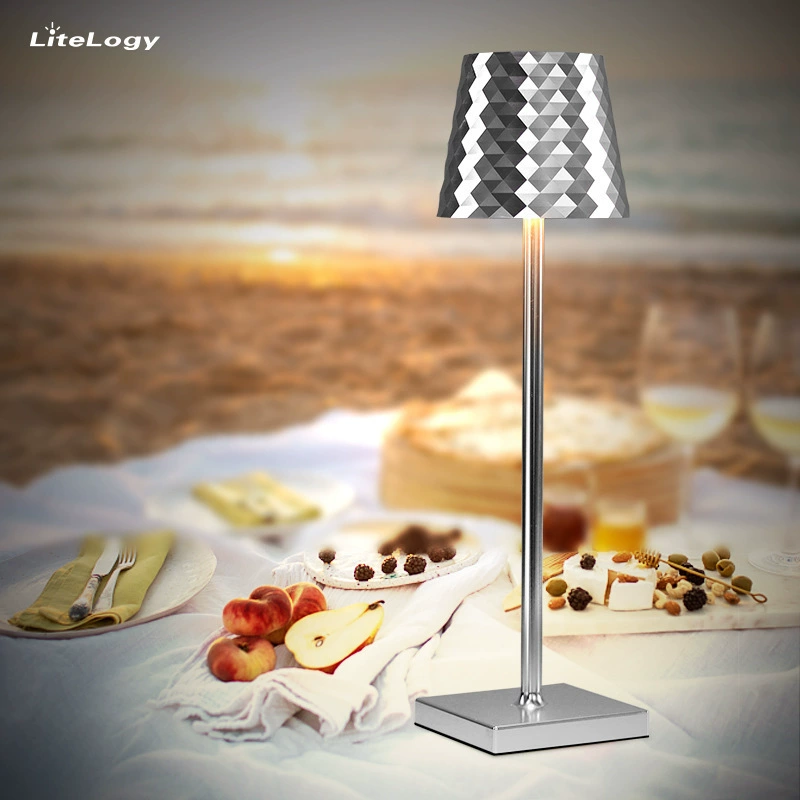Hotel-Grade Wireless Table Lamp with Diamond Pattern - BC963AD