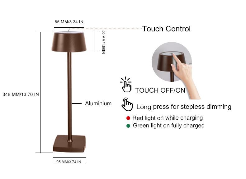 BC963APT LED table lamp illuminated showing warm lighting effect