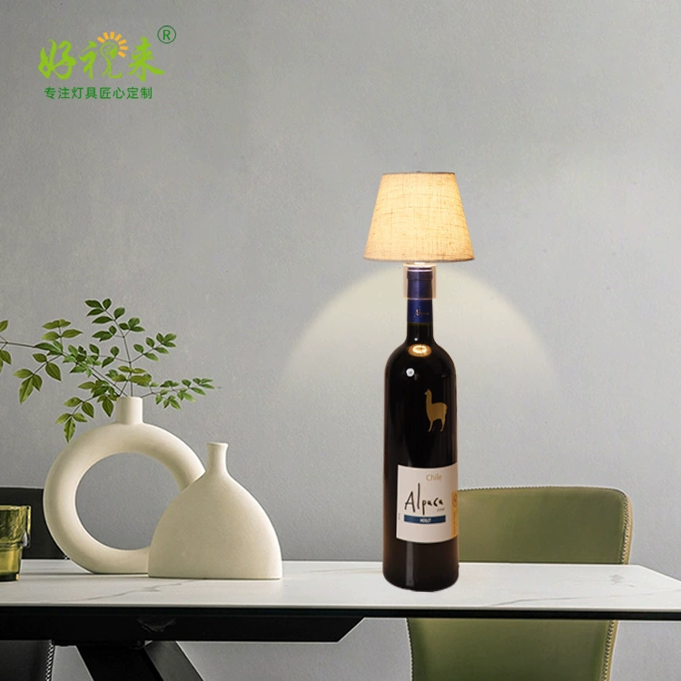 Rechargeable Wine Bottle Lamp - Creative fabric design with elegant white finish