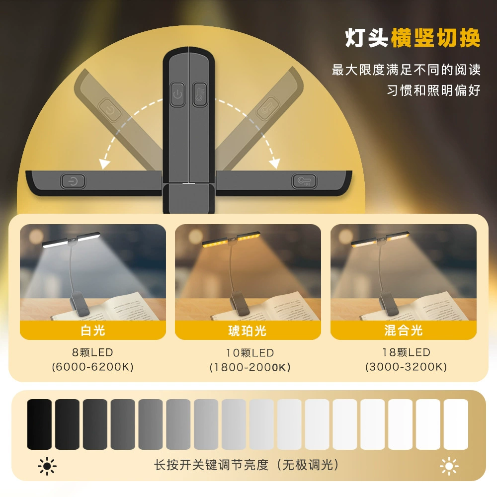 Book clip reading lamp compact packaging