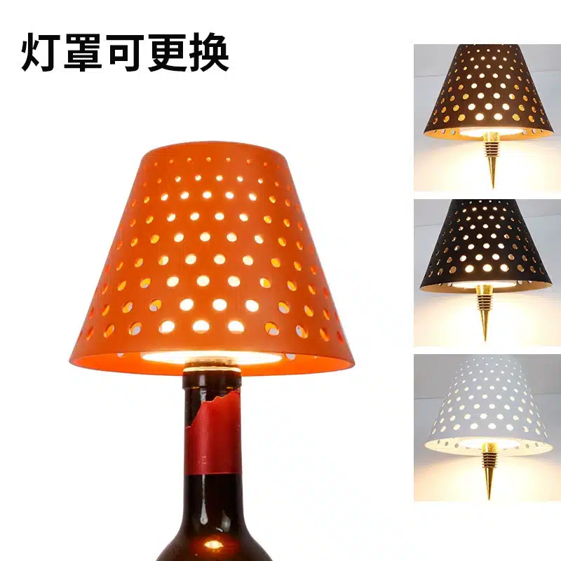 Wine Bottle Lamp Material Detail Wine Bottle Lamp - Close-up of premium aluminum and acrylic construction detail