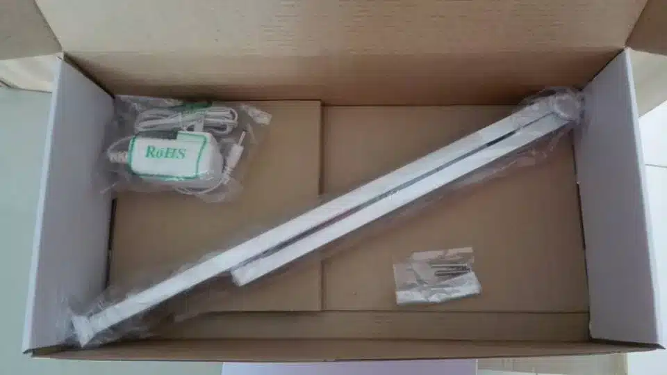 Folding desk lamp extended view