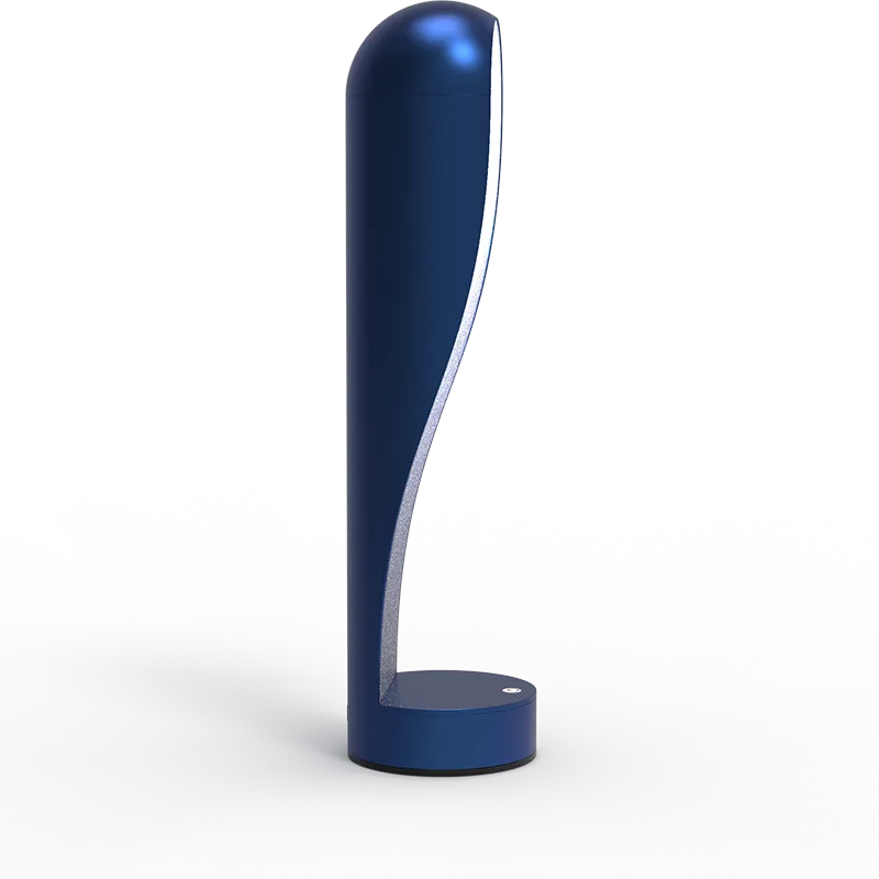 Arc Table Lamp Side Profile - Aluminium Stem Design Arc Table Lamp side view showing elegant curved aluminium stem and acrylic light diffuser