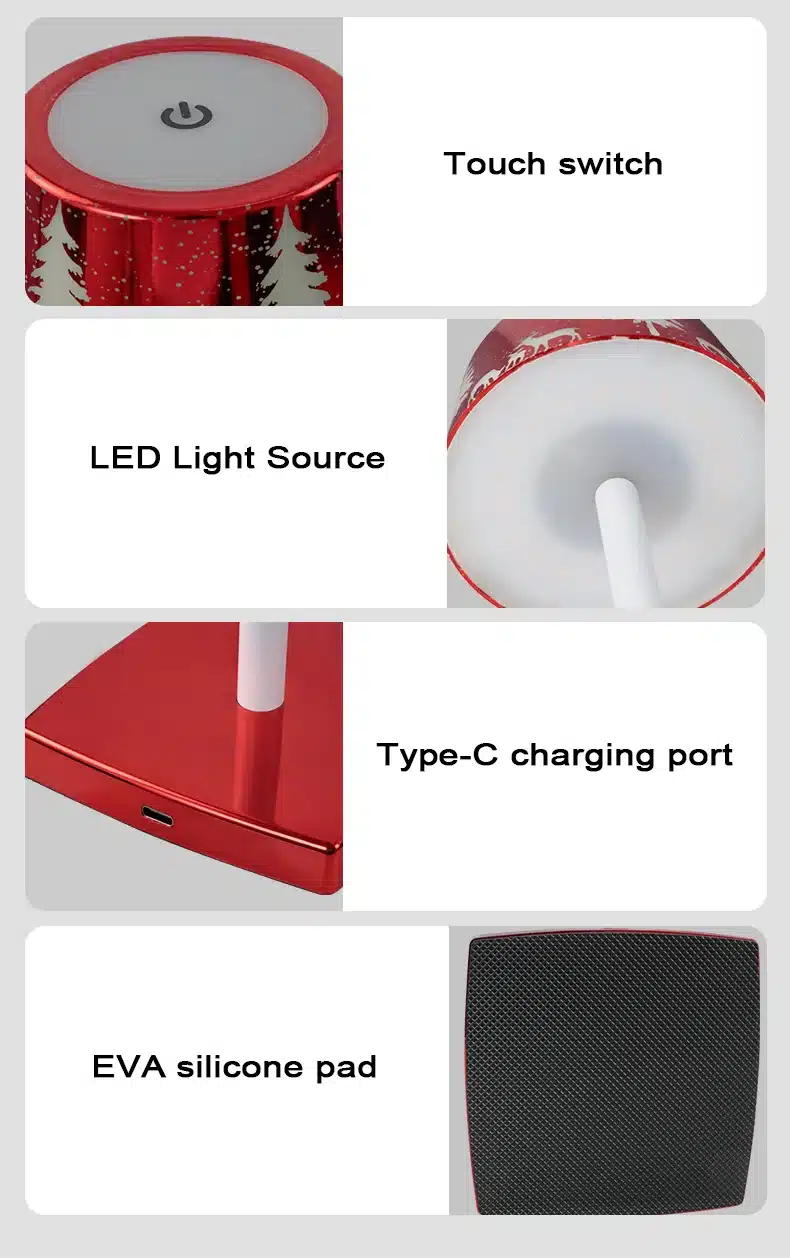 Red Christmas table lamp 3600mAh battery factory manufactured