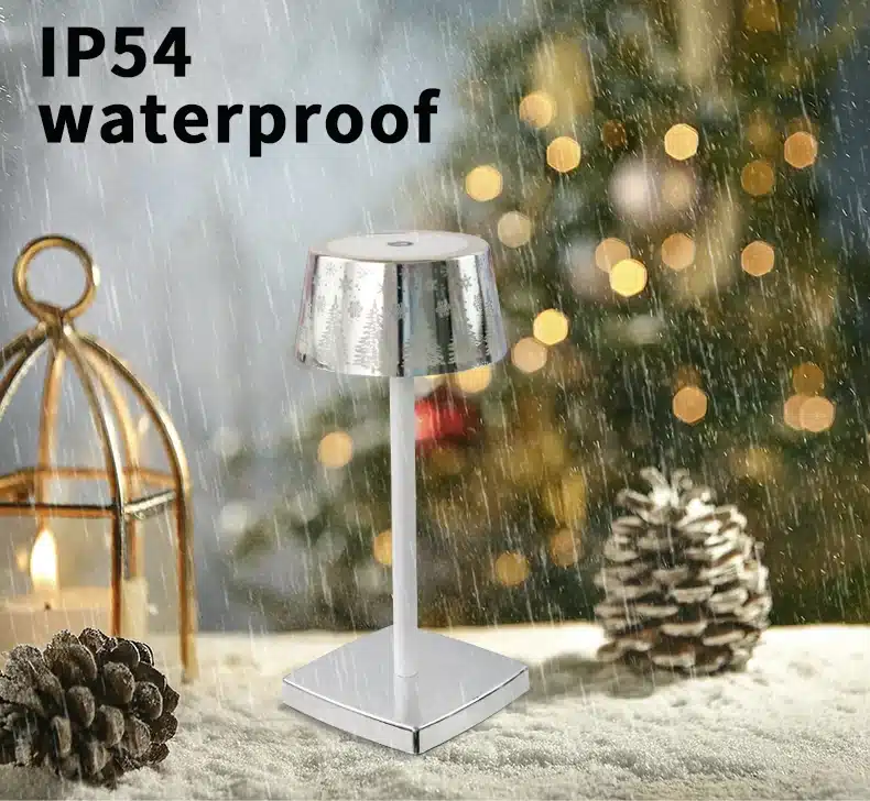 Gold Christmas dinner table lamp aluminium acrylic factory made