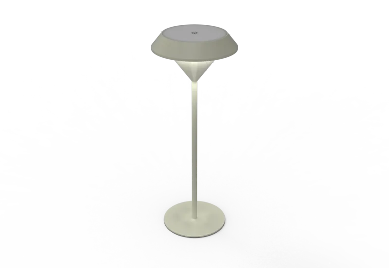 Modern minimalist LED hotel floor lamp with slim disc shade, boutique hospitality lighting for luxury suites and contemporary interiors