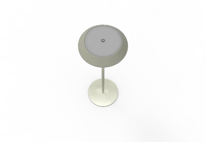 Modern designer cream hotel table lamp with sculptural ambient glow for boutique hotel and contemporary bedroom settings